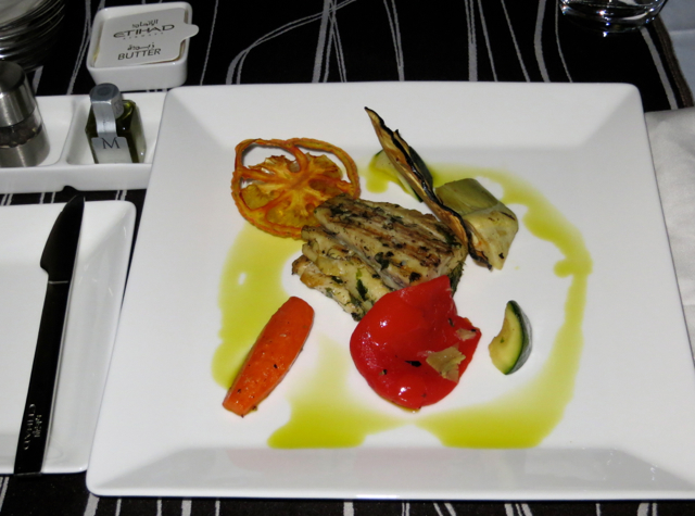 Etihad First Class Review: Grilled Fillet of Sea Bass
