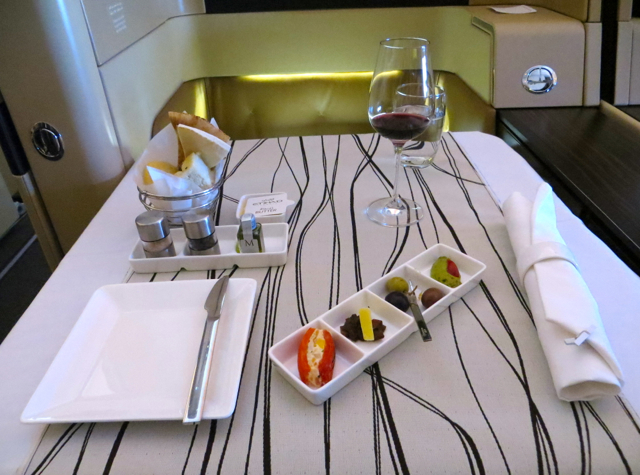 Etihad First Class Review - Table Set for Lunch