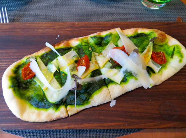 Boulud Sud NYC Restaurant Review - Stone-Baked Flatbread with Herb Pistou