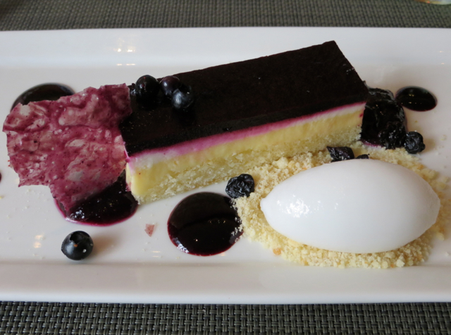 Boulud Sud NYC Restaurant Review - Lemon Blueberry Gateau with Limoncello Sorbet