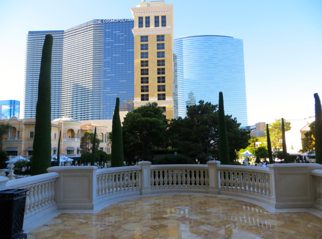 Bellagio Las Vegas Hotel Review - Entrance to Pool Area with View of Cosmopolitan 