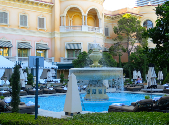 Bellagio Las Vegas Hotel Review - Pool Fountain and Lounge Chairs
