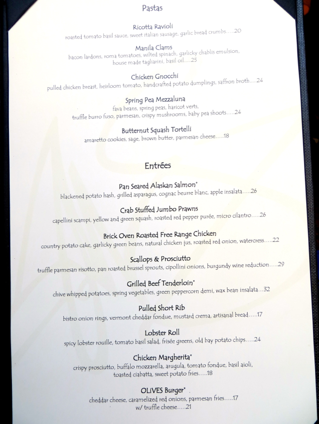 Todd English's Olives Menu-Pastas and Main Dishes