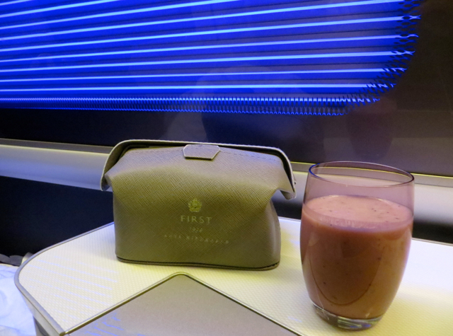 British Airways New First Class Review - Berry Smoothie for Breakfast