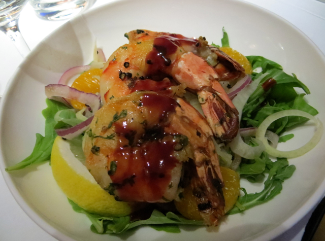 British Airways New First Class Review - Grilled Prawn Salad