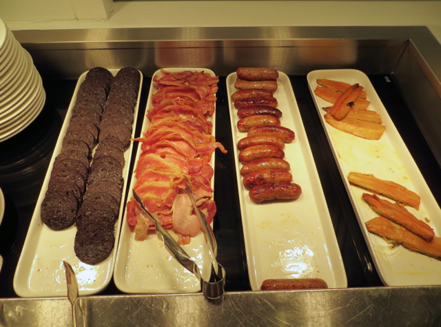 British Airways Galleries Arrivals Lounge Breakfast Buffet - Bacon and Sausages