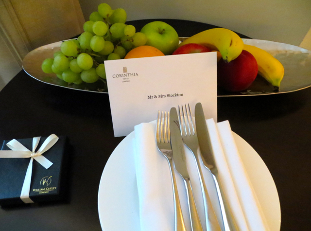 Corinthia Hotel London Review - Welcome Amenity - Fruits and Chocolates