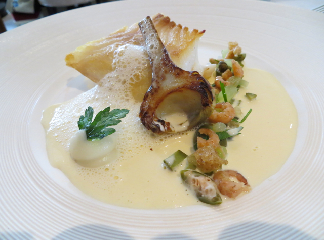 Petrus London Restaurant Review  Cod with Baby Artichoke and Shrimp