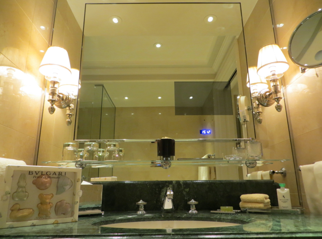 Four Seasons Paris Review - Bathroom with Flat Screen TV Embedded in Mirror