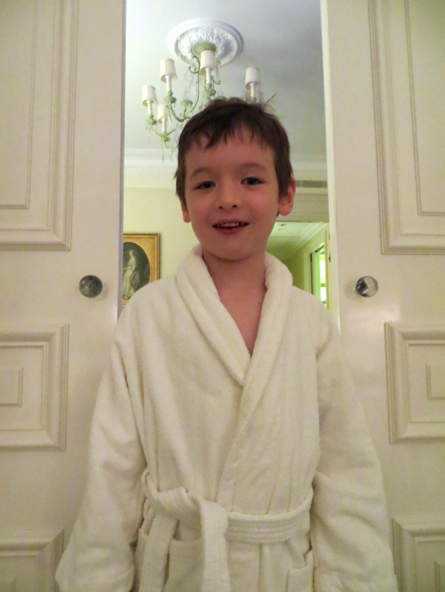 Four Seasons Paris Review - Munchkin in Child Size Bathrobe