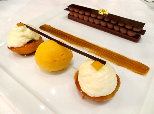 Le Cinq at Four Seasons Paris Restaurant Review - Apricots and Chocolate Napoleon Dessert