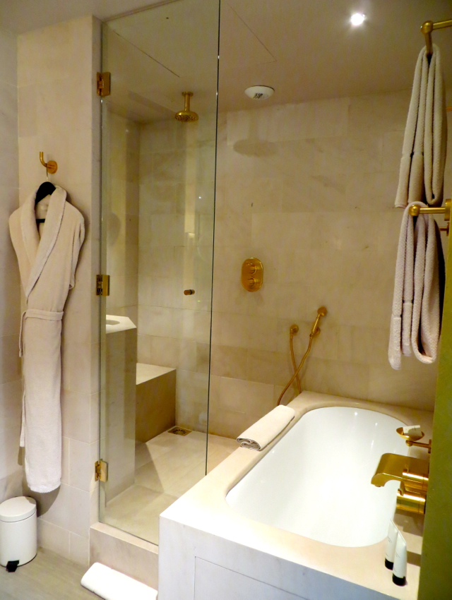 Park Hyatt Paris Vendome Review - Park Deluxe Room Bathroom Shower and Soaking Bath