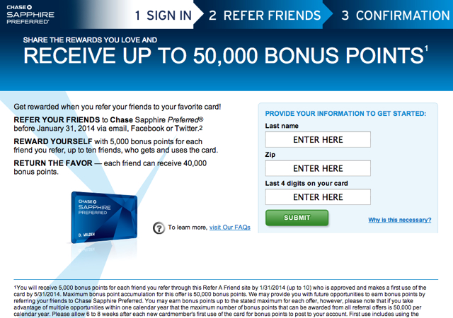 Chase Sapphire Preferred: Refer Friends for Up to 50K Bonus Points