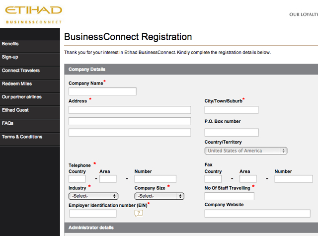 Etihad 20K Bonus Miles-BusinessConnect Registration