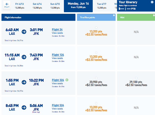 JetBlue MINT Private Suites and Business Class Flat Bed Seats on Sale - LAX-JFK Award