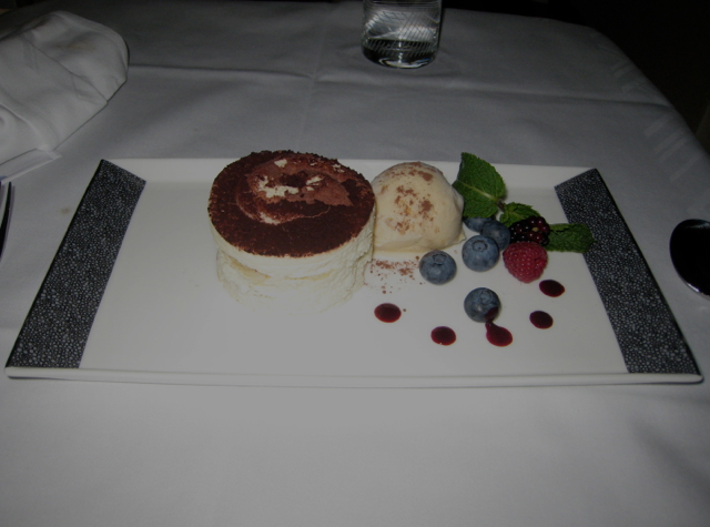 Singapore Suites Dessert: Tiramisu with Rum Raisin Ice Cream