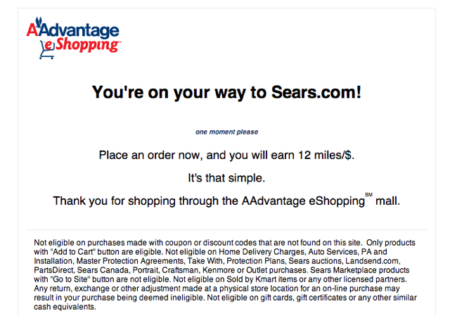 17X for Sears via AAdvantage Mall and Chase Freedom - Terms and Conditions