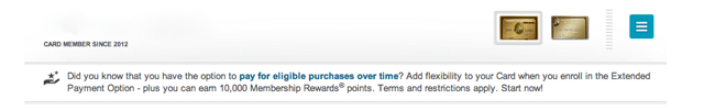 10000 AMEX Membership Rewards Points for Extended Payment - Banner