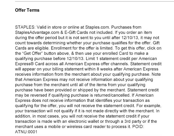 AMEX Staples Offer: $25 Off $75 Spend Includes Gift Cards (Targeted) - Terms and Conditions