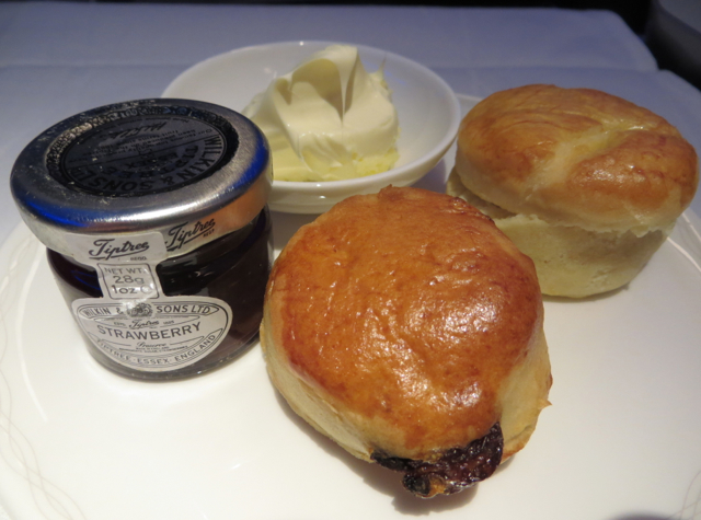 British Airways New First Class Review - Afternoon Tea Scones with Clotted Cream and Jam