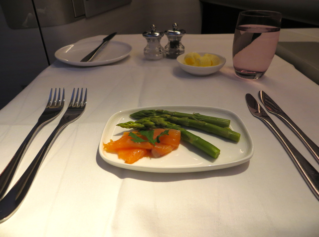 British Airways New First Class Review: Smoked Salmon Amuse Bouche 