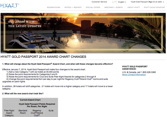 Hyatt Award Chart Devaluation: New Category 7 for 30K Points, Pricier Awards