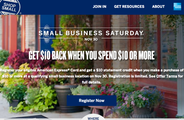 Register for AMEX Small Business Saturday November 30