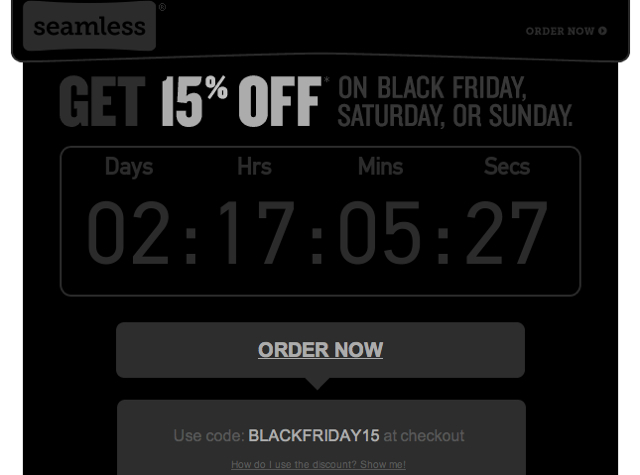 Black Friday Deals - Seamless 15% Off