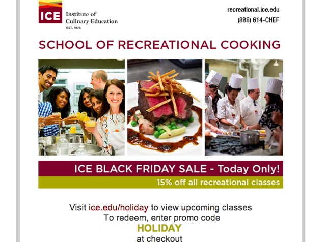 Institute of Culinary Education New York - Black Friday 15% Off