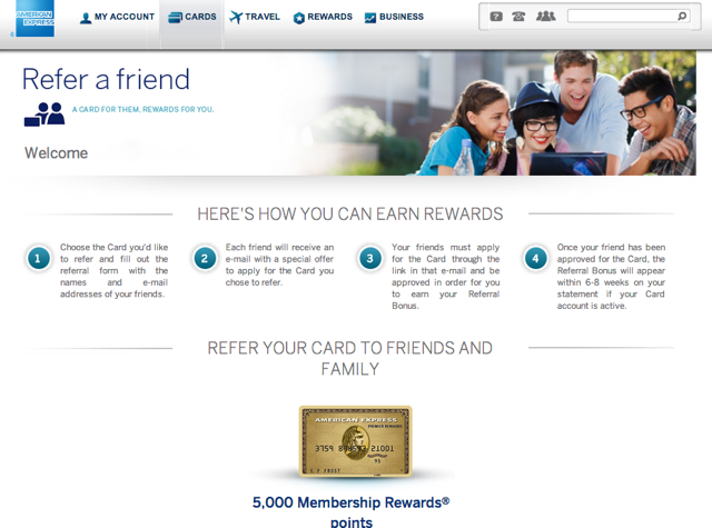 AMEX Refer a Friend: Up to 55K Bonus Points per Year, 5000 per Referral - AMEX Premier Rewards Gold 