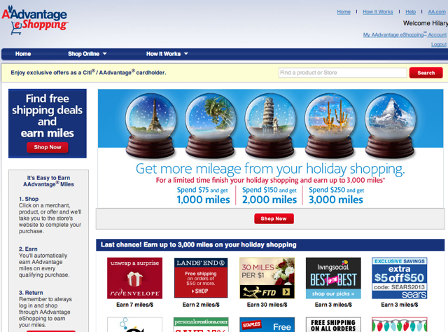 3000 Bonus AA Miles with $250 Spend at AAdvantage eShopping Mall