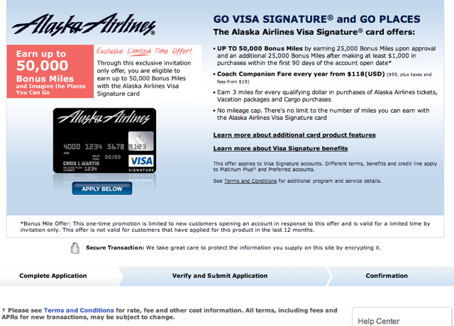 Alaska Airlines Visa-50K Bonus Miles Offer