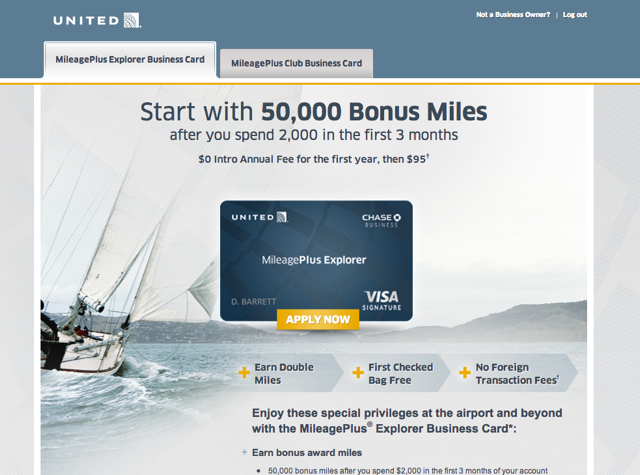 United MileagePlus Business Card 50 000 Bonus Fer