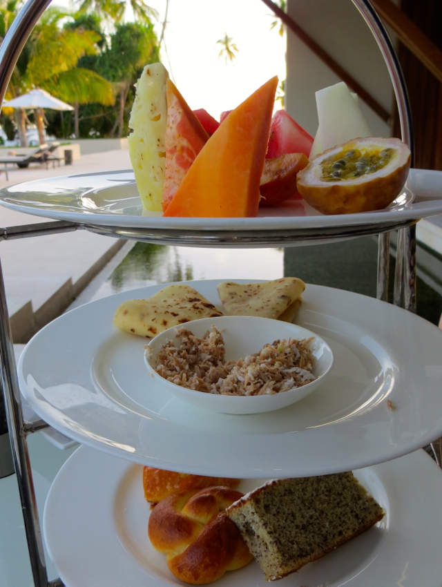 Park Hyatt Maldives: Tiered Breakfast Tray of Fruit and Pastries