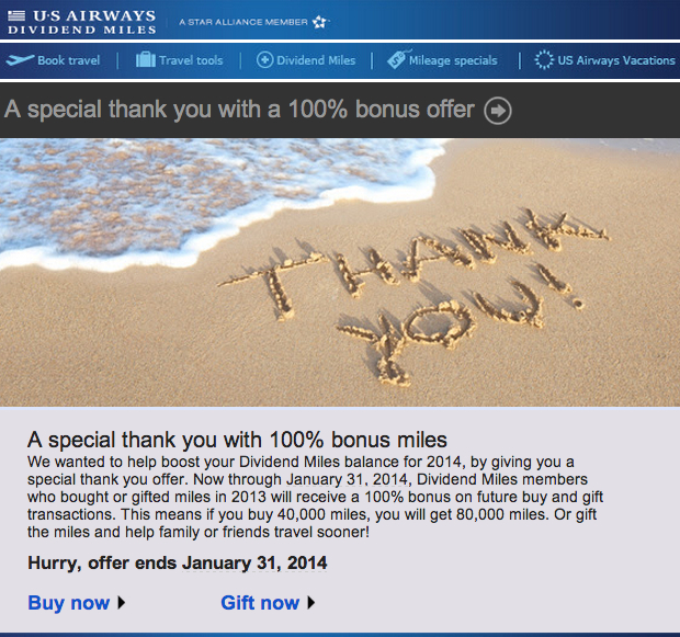 Worth It to Buy Miles? US Airways 100% Buy Miles Bonus