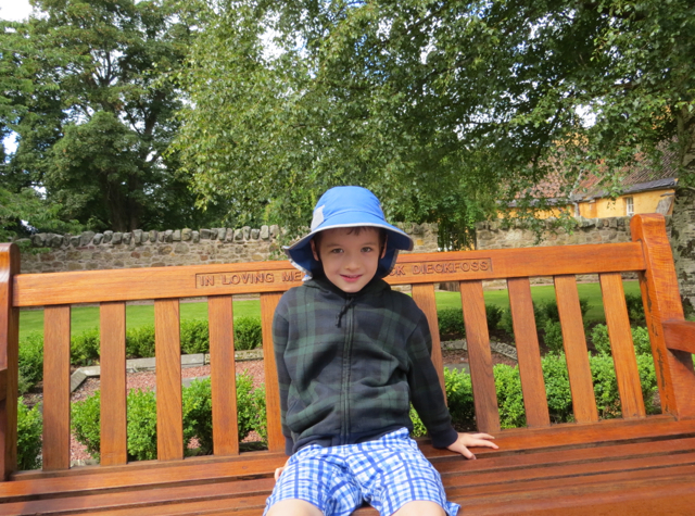 Relaxing on a Bench Outside Rosslyn Chapel, of Da Vinci Code Fame