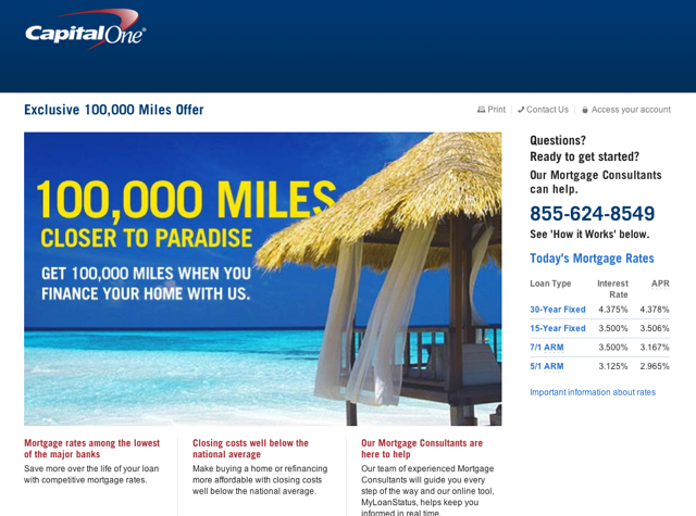 Capital One 100,000 Bonus Miles Mortgage Offer: How to Do Much Better