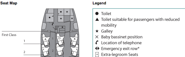 Cathay Pacific First Class Seat Map: 2A and 2K Offer Bassinets for Passengers with Infants or Babies
