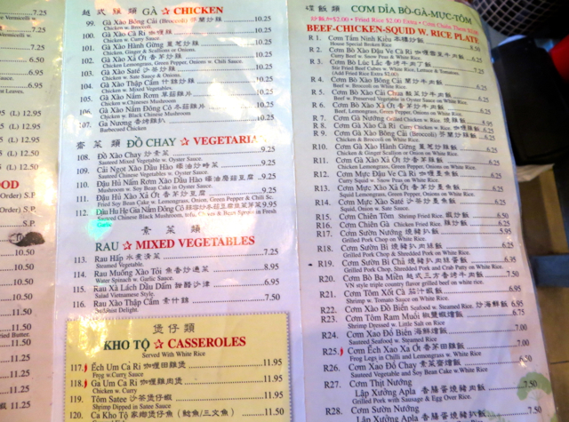 Ninh Kieu Menu