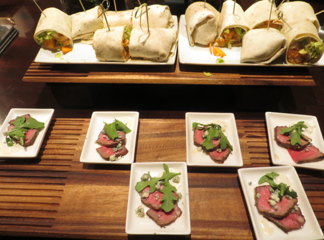 Club Lounge, Ritz-Carlton Denver - Evening Hors d'Oeuvres - Wraps and Steak with Blue Cheese