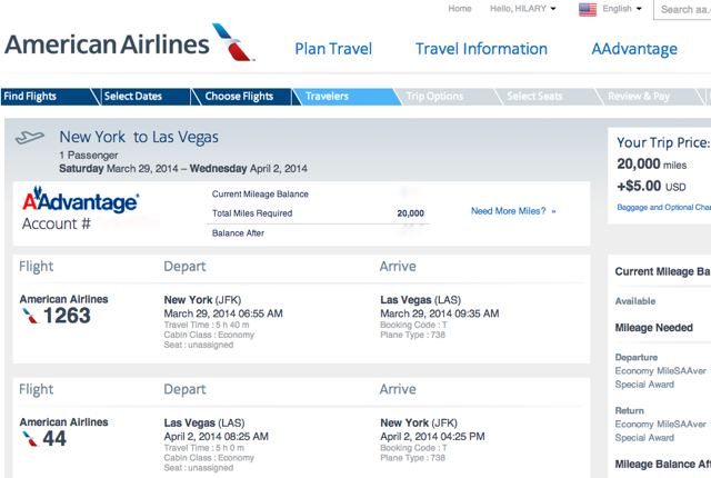 AAdvantage Discount Award Tickets to Vegas and LA