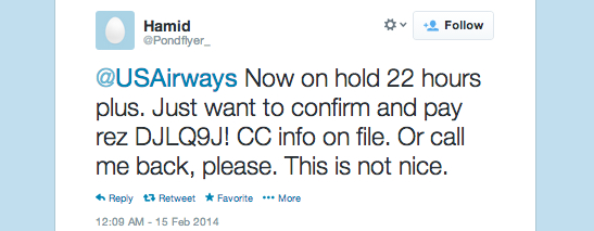 US Airways Call Center - On Hold 22 Hours