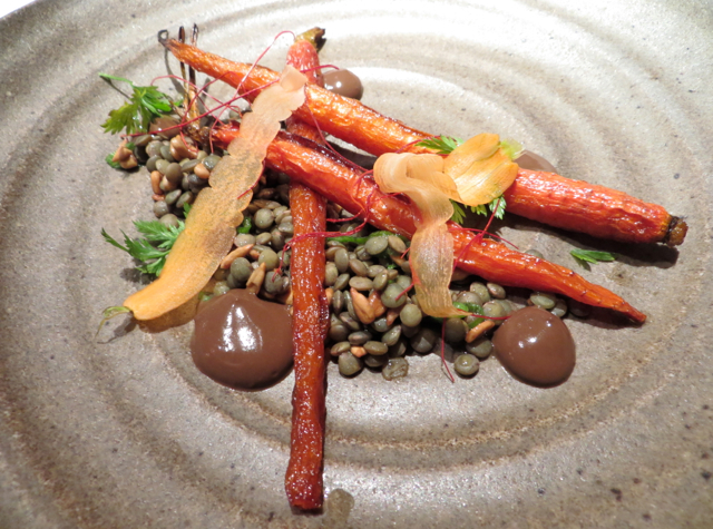 Dovetail NYC Restaurant Week Menu and Review - Cured Carrots with Black Garlic and Lentils