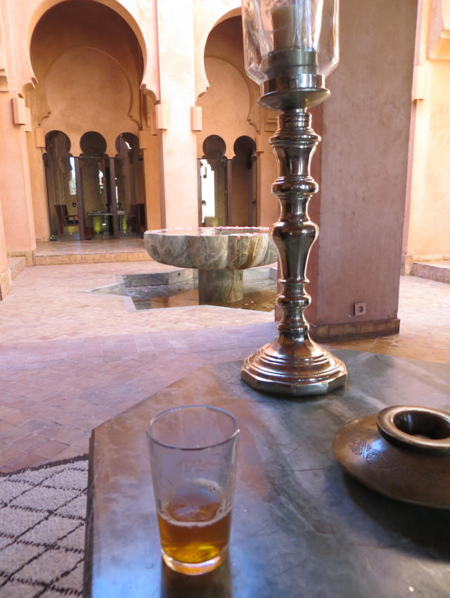 Amanjena Review Marrakech Morocco - Welcome Drink - Mint Tea in Courtyard Lobby