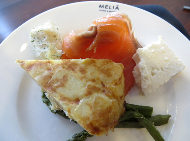 Iberia Business Class Lounge Madrid Review - Smoked Salmon Tortilla and Asparagus