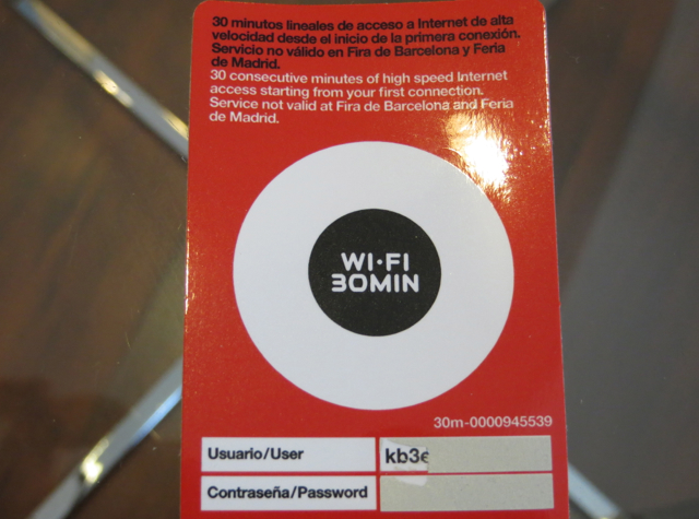 Iberia Business Class Lounge Madrid Review - 30 Minute WiFi Access Card