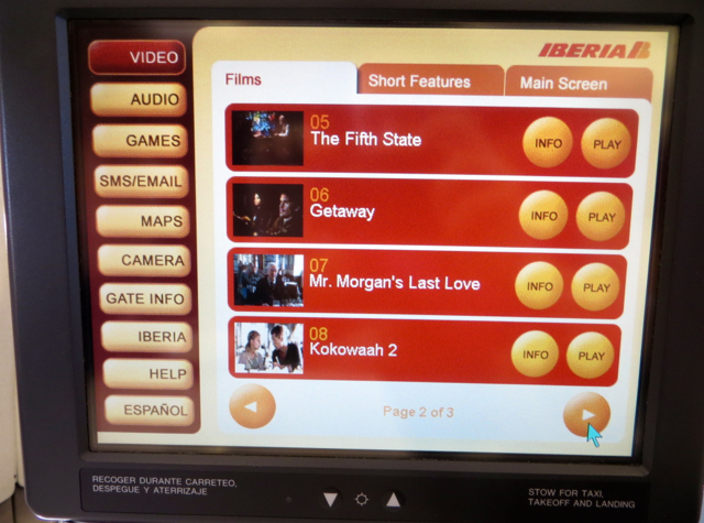 Iberia Business Class A340-600 Review - IFE Screen