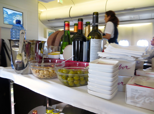 Iberia Business Class A340-600 Review - Wines and Snacks