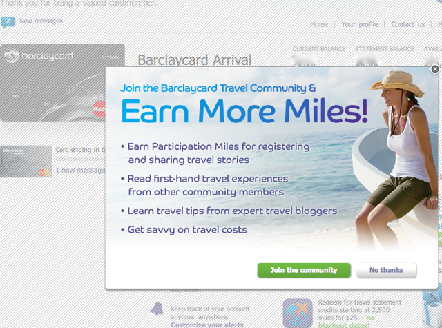 Barclays Arrival Travel Community: Earn Miles to Redeem for Travel