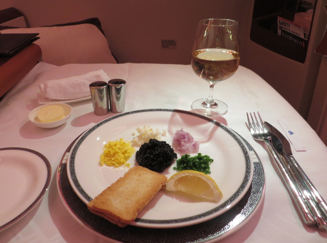 Singapore Suites A380 Review JFK to Frankfurt - Caviar Appetizer